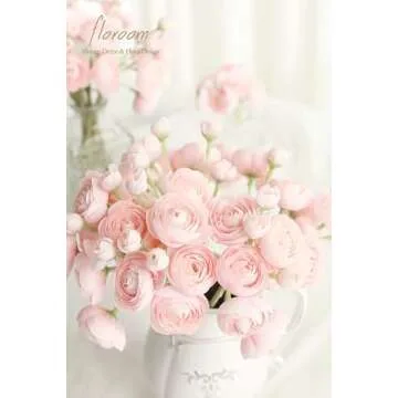 Floroom 18 Pcs Faux Silk Ranunculus Flowers for Decor