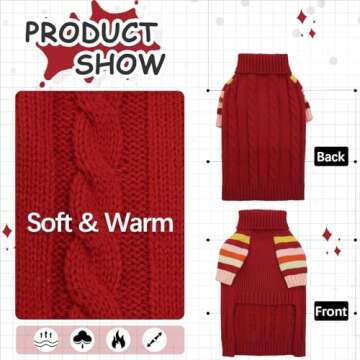 OUOBOB Dog Sweater for Large Breeds - Cozy Turtleneck Design