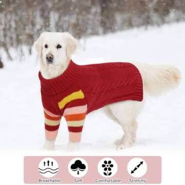 OUOBOB Dog Sweater for Large Breeds - Cozy Turtleneck Design