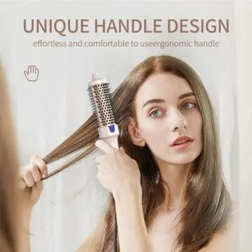 K&K 1 1/2 Inch Ceramic Tourmaline Ionic Heated Round Brush Curling Brush Creates Blowout Look -Creates Root Volume & Loose Curls Volume Curls Dual Voltage Hair Styling Tool (Pale Pink, 1.5 Inch)