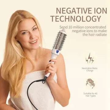 K&K 1 1/2 Inch Ceramic Tourmaline Ionic Heated Round Brush Curling Brush Creates Blowout Look -Creates Root Volume & Loose Curls Volume Curls Dual Voltage Hair Styling Tool (Pale Pink, 1.5 Inch)