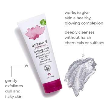 DERMA E Purifying Daily Facial Detox Scrub with Activated Charcoal and Seaweed Extract –Exfoliating Face Scrub Cleanses, Smooths and Brightens, 4oz