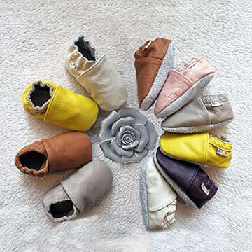 YALION Baby Boys Girls Shoes Crawling Slipper Toddler Infant Soft Leather First Walking Moccasins (APPR.12-18 Mos/5.5" Sole, Orange-Brown)