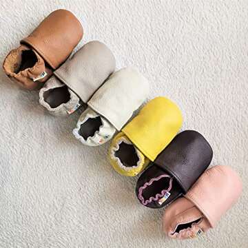 YALION Baby Boys Girls Shoes Crawling Slipper Toddler Infant Soft Leather First Walking Moccasins (APPR.12-18 Mos/5.5" Sole, Orange-Brown)