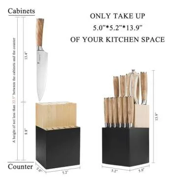 Kangdelun Natura Series 14 PCS Knife Block Set, Ultra Sharp High Carbon Stainless Steel with Wooden Handle