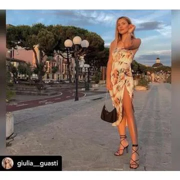 LISHAN Women's Square Toe Stiletto High Heels Strappy Lace Up Sandals Ankle Strap Gladiator Slingback Backless Open Toe Party Prom Dressy Shoes Black Size 8