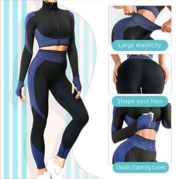 SINBRLAI Women's 3pcs Seamless Workout Outfits Sets, Yoga Sportswear Tracksuit Leggings and Stretch ...