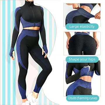 SINBRLAI Women's 3pcs Seamless Workout Outfits Sets, Yoga Sportswear Tracksuit Leggings and Stretch ...