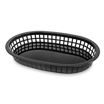 New Star Foodservice 44041 Fast Food Baskets, 10.5 x 7 Inch, Set of 12, Black