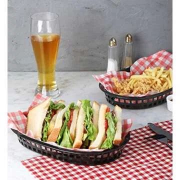 New Star Foodservice 44041 Fast Food Baskets, 10.5 x 7 Inch, Set of 12, Black