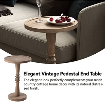 Compact COZAYH Pedestal End Table for Small Spaces