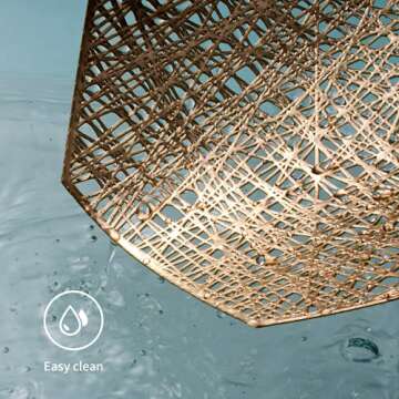 FunWheat Round Metallic Vinyl Gold Placemats 15 inch Placemat Set of 6 Hollow Out Place mats Heat-Resistant Shining Table Mat Decorative Gift (Gold)