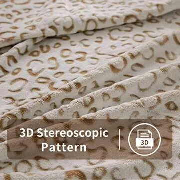 FY FIBER HOUSE Flannel Fleece Throw Blanket with 3D Leopard Print, 50"X60", Brown