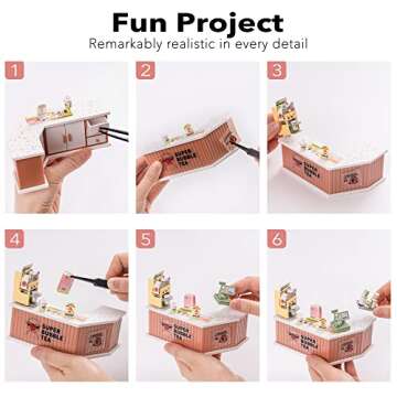 Rolife Plastic House Building Set Toy DIY Miniature Dollhouse Playset with LED for Mini Figures Construction Toys Diorama Kit Gifts for Teens Adults