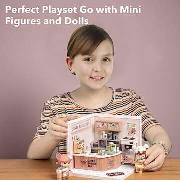 Rolife Plastic House Building Set Toy DIY Miniature Dollhouse Playset with LED for Mini Figures Construction Toys Diorama Kit Gifts for Teens Adults