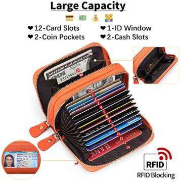 GOIACII Small Genuine Leather Wallet for Women, RFID Blocking Credit Card Holder Wallet