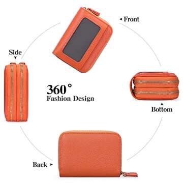 GOIACII Small Genuine Leather Wallet for Women, RFID Blocking Credit Card Holder Wallet