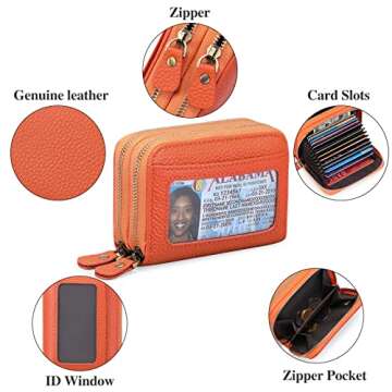 GOIACII Small Genuine Leather Wallet for Women, RFID Blocking Credit Card Holder Wallet