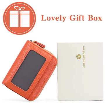 GOIACII Small Genuine Leather Wallet for Women, RFID Blocking Credit Card Holder Wallet