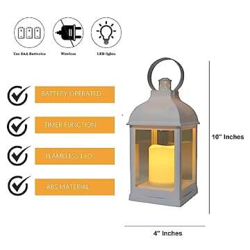 Just in Time for Winter (12 Pc Set) 10" Decorative Lanterns with Flameless LED Lighted Candle, 5 Hr ...