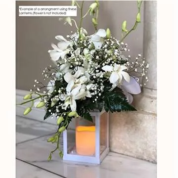 Just in Time for Winter (12 Pc Set) 10" Decorative Lanterns with Flameless LED Lighted Candle, 5 Hr Timer, Antique Look Indoor Outdoor Home, Garden, Weddings - White. Includes Bonus String Lights!