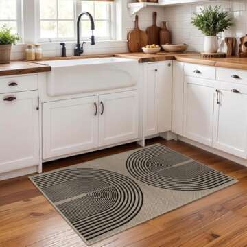 Rugalia Easy Jute Rainbow Entryway Rug, 2x3 Washable Non-Slip Indoor Outdoor Doormat, Black Nature Boho Farmhouse Small Kitchen Rug Modern Abstract Throw Rugs for Entrance Bedroom Bathroom