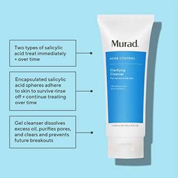 Murad Clarifying Cleanser - Acne Control Salicylic Acid & Green Tea Extract Face Wash - Exfoliating ...
