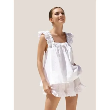 Sotimoon Women's Cotton Ruffle Pajama Set - Stylish Comfort