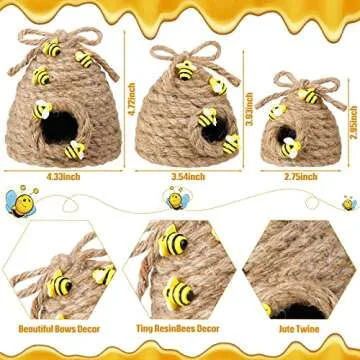 Jutom 3 Pcs Bee Hive Decor Honey Bee Tiered Tray Decor Summer Spring Honeybee Decorations Mini Jute ...