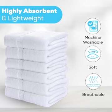 SIMPLI-MAGIC Cotton Set, Towels, 24x46, White, 6 Count