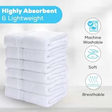 SIMPLI-MAGIC Cotton Set, Towels, 24x46, White, 6 Count