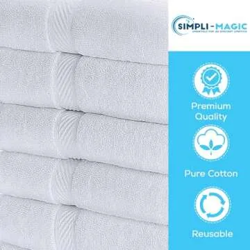 SIMPLI-MAGIC Cotton Set, Towels, 24x46, White, 6 Count