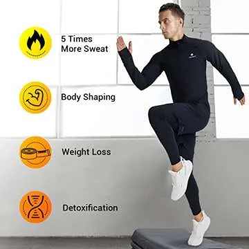 HOTSUIT Sauna Suit for Men Sweat Suits Long Sleeve Sauna Shirt Workout Shapewear-(S-5XL) Sweat Jacke...