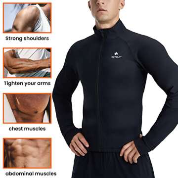 HOTSUIT Sauna Suit for Men Sweat Suits Long Sleeve Sauna Shirt Workout Shapewear-(S-5XL) Sweat Jacket Top Compression Shirts