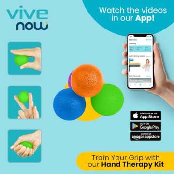 Vive Squeeze Balls for Hand Therapy, Stress Relief & Grip Strengthening