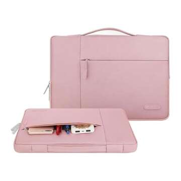 MOSISO Laptop Case 13.3 inch, 13-14 inch Laptop Sleeve with Handle Compatible with MacBook Air/Pro 13 / Pro 14, HP Dell ASUS Lenovo Notebook, Polyester Multifunctional Computer Bag, Pink