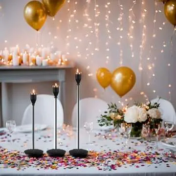 KAKULO Set of 3 Black Candlestick Holders Fits 3/4 inch Thick Candle&Led Candles Tall Candlestick Holders Taper Candle Sticks Holder Decorative for Wedding, Dinning, Party