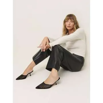 Comfortable Black Mesh Kitten Heels for Women - ZJGZF