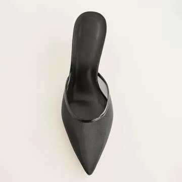 Comfortable Black Mesh Kitten Heels for Women - ZJGZF