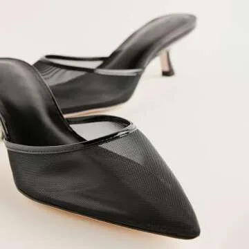 Comfortable Black Mesh Kitten Heels for Women - ZJGZF
