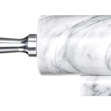 Fox Run Marble Rolling Pin with Aluminum Handles and Base