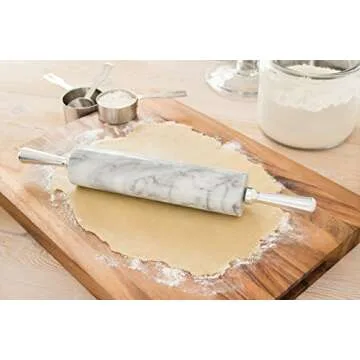 Fox Run Marble Rolling Pin with Aluminum Handles and Base