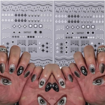 Elegant 8PCS Metallic Nail Art Stickers for DIY Designs