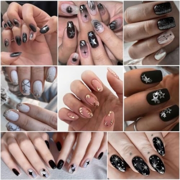 Elegant 8PCS Metallic Nail Art Stickers for DIY Designs