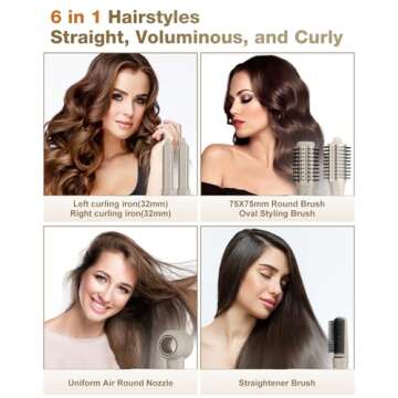 7MAGIC Hair Dryer Brush & 6 in 1 Hair Styler,110,000 RPM High-Speed Negative Ionic Hair Dryer Fast D...