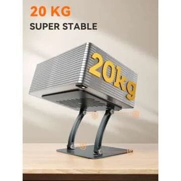 tounee Tablet Holder Stand, Dual Rod Adjustable Aluminum Desktop Stand, Compatible with 4.7-16.5" iPads, Surface Tablets, Portable Monitors, Kindle & More (Gray)