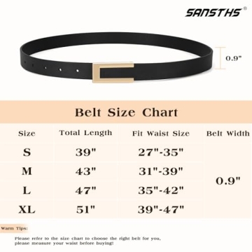 Stylish SANSTHS 2 Pack Skinny Leather Belts for Women