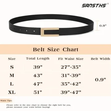 Stylish SANSTHS 2 Pack Skinny Leather Belts for Women