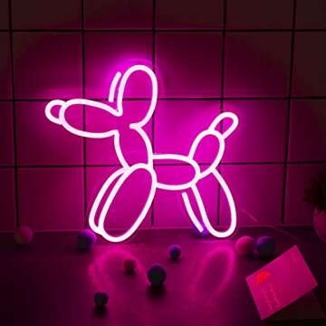 New Pink Dog Neon Sign for Home and Kids Room Decor