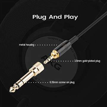 weishan K702 Cable Coiled Aux Cord Replacement for AKG Q701, K712, K240, K240S, K240 MK II, K141, K171, K181, K271, K271S, K271 MK II, K241, K175, K275 Headphone Audio Cable Wire with 6.35mm Adapter